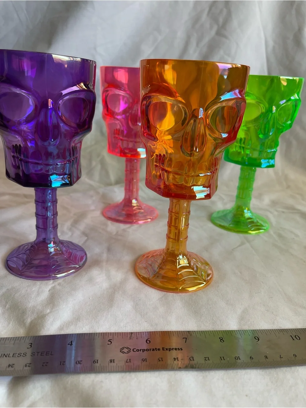 4 Rare Vintage Skeleton Skull Plastic Goblet Cup  Halloween Decoration Chalice